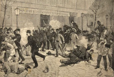 Zamieszki w Clichy we Francji, z „Le Petit Parisien”, 1 maja 1891 r.